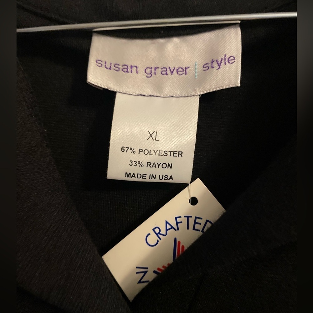 NWT Susan Graver Black Long Sleeve Collar Shift Dress Size Extra Large - Picture 4 of 7